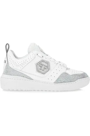 Philipp Plein Crystal-embellished leather sneakers