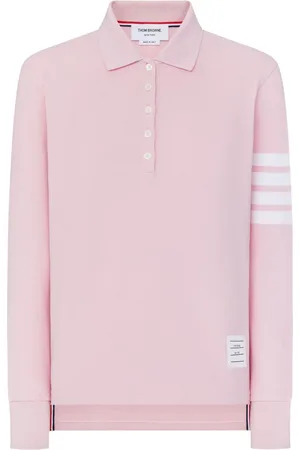 Thom Browne Three-stripe long-sleeved polo shirt