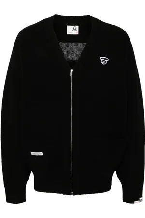 A Bathing Ape Moonface logo cardigan