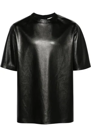 Nanushka Drop-shoulder faux-leather T-shirt
