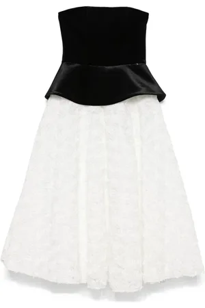 NISSA Petal-layered velvet midi dress