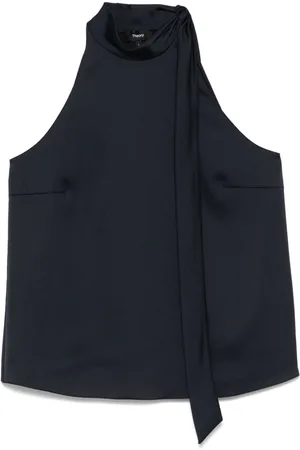 THEORY Textured-satin halter top