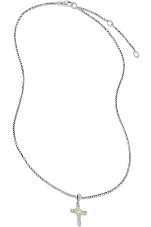David Yurman Sterling Petite Cross diamond necklace (20.8mm)