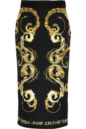 VERSACE Watercolor Couture-print midi skirt