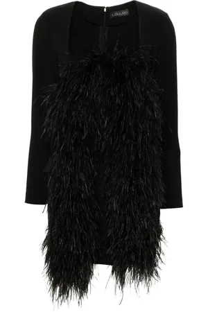 LOULOU Feather-trim mini dress
