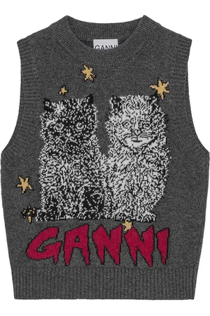 Ganni Embroidered sleeveless vest