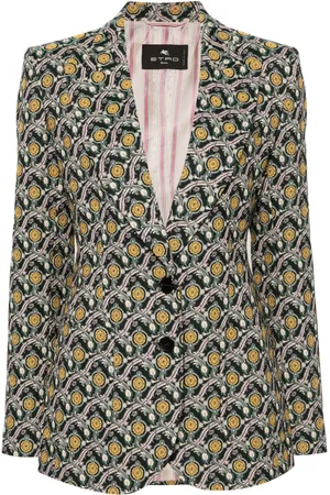 Etro Patterned-jacquard single-breasted blazer