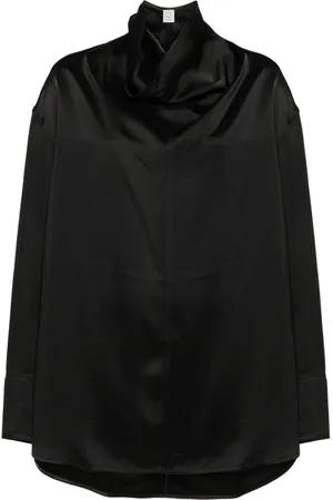 Totême Funnel-neck satin blouse