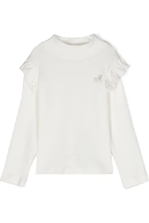 MONNALISA Rhinestone-monogram ribbed blouse