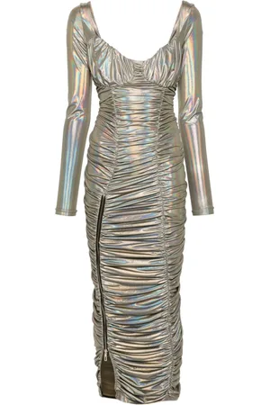 MITILIANE COUTURE Holographic-effect maxi dress