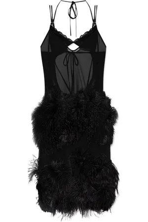 The Attico Feather-trim midi dress