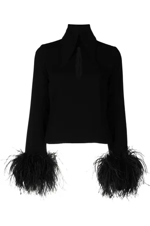 16Arlington Feather-trim cut-out blouse