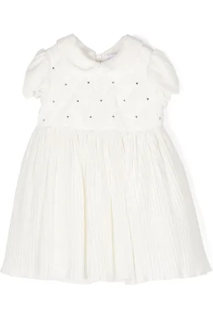 MONNALISA Crystal-embellished velvet party dress