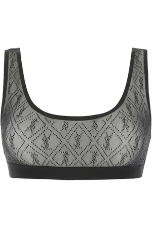 Saint Laurent Rhinestone-logo bra
