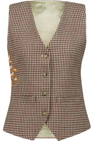 Paula Houndstooth-pattern embroidered waistcoat