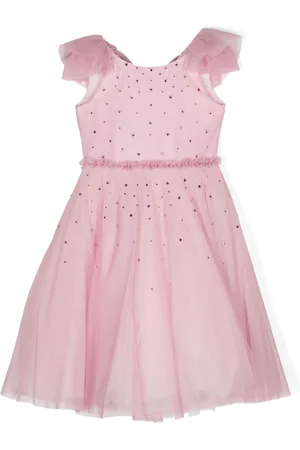 MONNALISA Rhinestone-embellished ruffled detailing dress