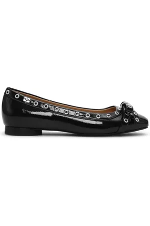 Ganni Eyelet-detail bow ballerina shoes