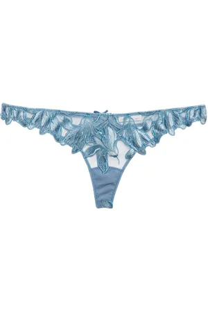 FLEUR DU MAL Velvet Lily embroidered thong