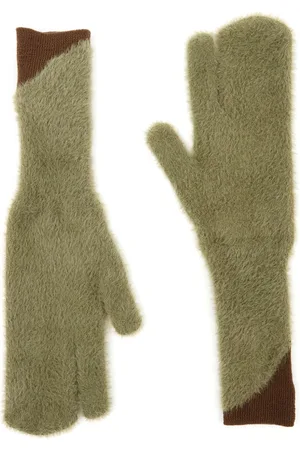 Maison Margiela Two-tone faux-fur gloves