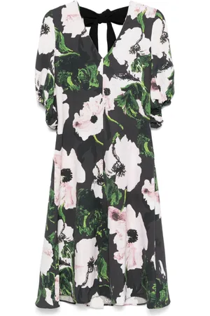 STINE GOYA Umber Windflower volume-sleeves midi dress