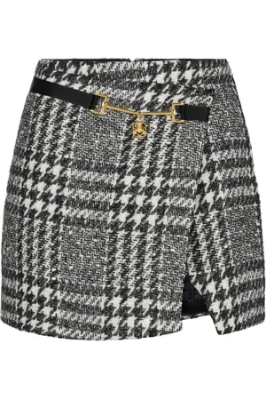 Elisabetta Franchi Laminated tweed wraparound skirt
