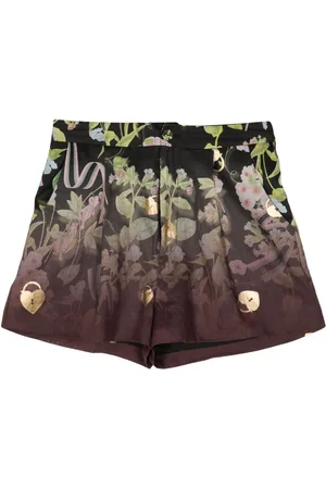 Cynthia Rowley Floral-printed faded-effect shorts