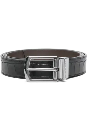 Michael Kors Crocodile-embossed reversible belt