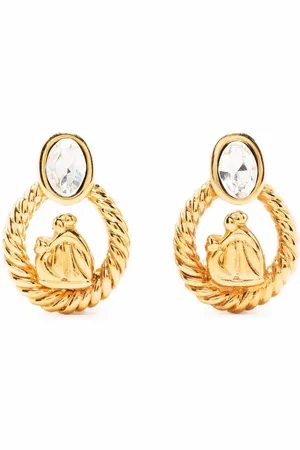 Lanvin 1980s crystal-embellished clip-on earrings