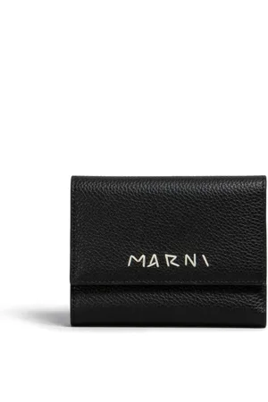 Marni Logo embroidered leather wallet