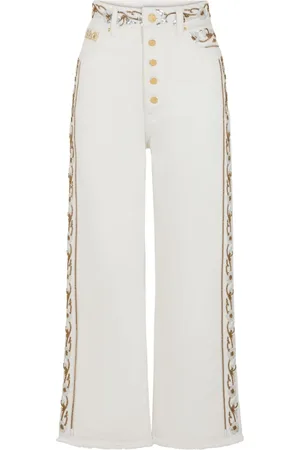 Paco rabanne Embroidered mid-rise cropped jeans