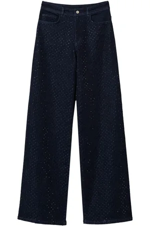 Twin-Set Rhinestone-embellished wide-leg jeans