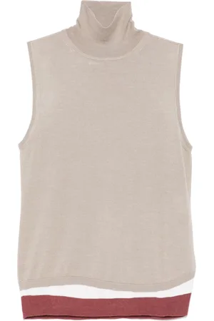 LORENA ANTONIAZZI Striped-hem vest