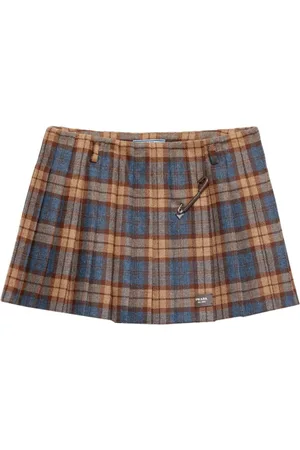 Prada Checked wool mini skirt