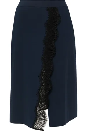 Stella McCartney Lace-insert mid-rise midi skirt