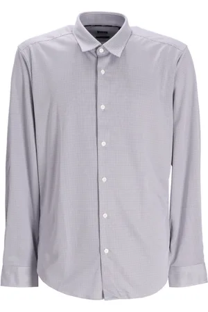 HUGO BOSS Stretch-jersey micro-check shirt