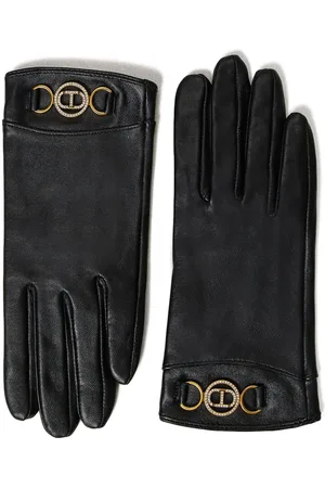Twin-Set Logo-plaque leather gloves