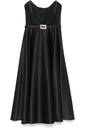 NISSA Corset-style taffeta midi dress