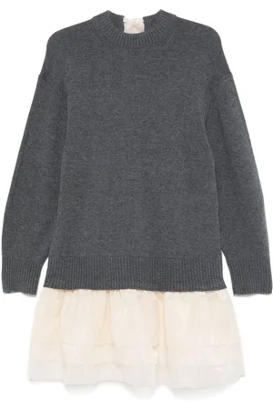 Maje Wool-organza dual-fabric dress