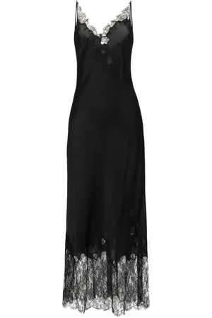 CARINE GILSON Lace-trim silk long nightdress