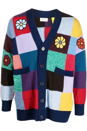 Moncler Patchwork-design crochet cardigan