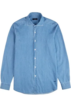 FAY Logo-embroidered chambray shirt
