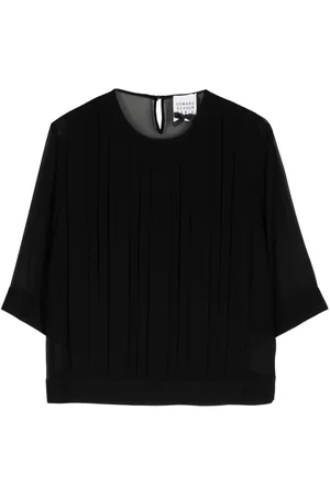 Edward Achour Paris Half-length sleeve sheer blouse