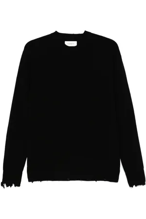 LANEUS Distressed crew-neck sweater