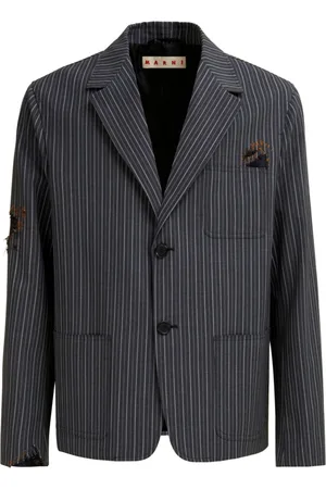 Marni Distressed-effect striped blazer