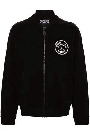 VERSACE Logo-print zip-up sweatshirt