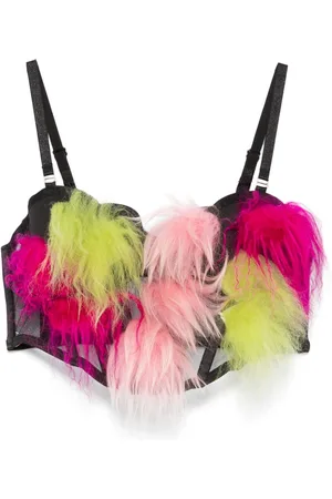 LOULOU Feather-detail bustier top