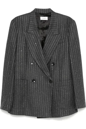 LANEUS Pinstriped double-breasted blazer