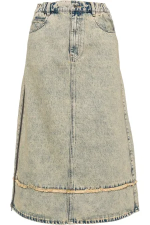 Izzue Washed denim midi skirt
