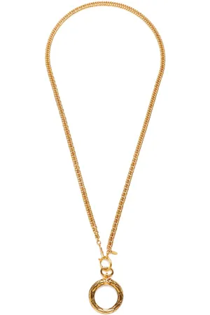 CHANEL 1980 hoop pendant chain necklace