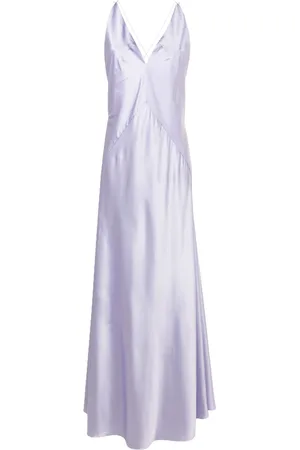 Lethicia Bronstein Satin-finish V-neck maxi dress